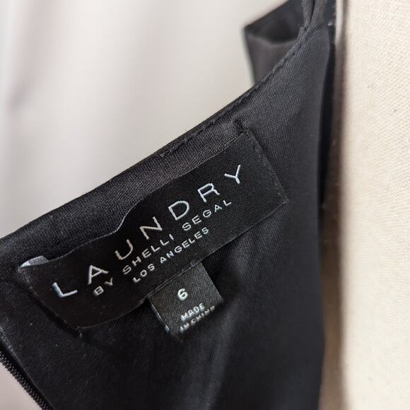 Laundry by Shelli Segal Ruffled High Low Midi Dress Gown Black Size 6 - Picture 5 of 16